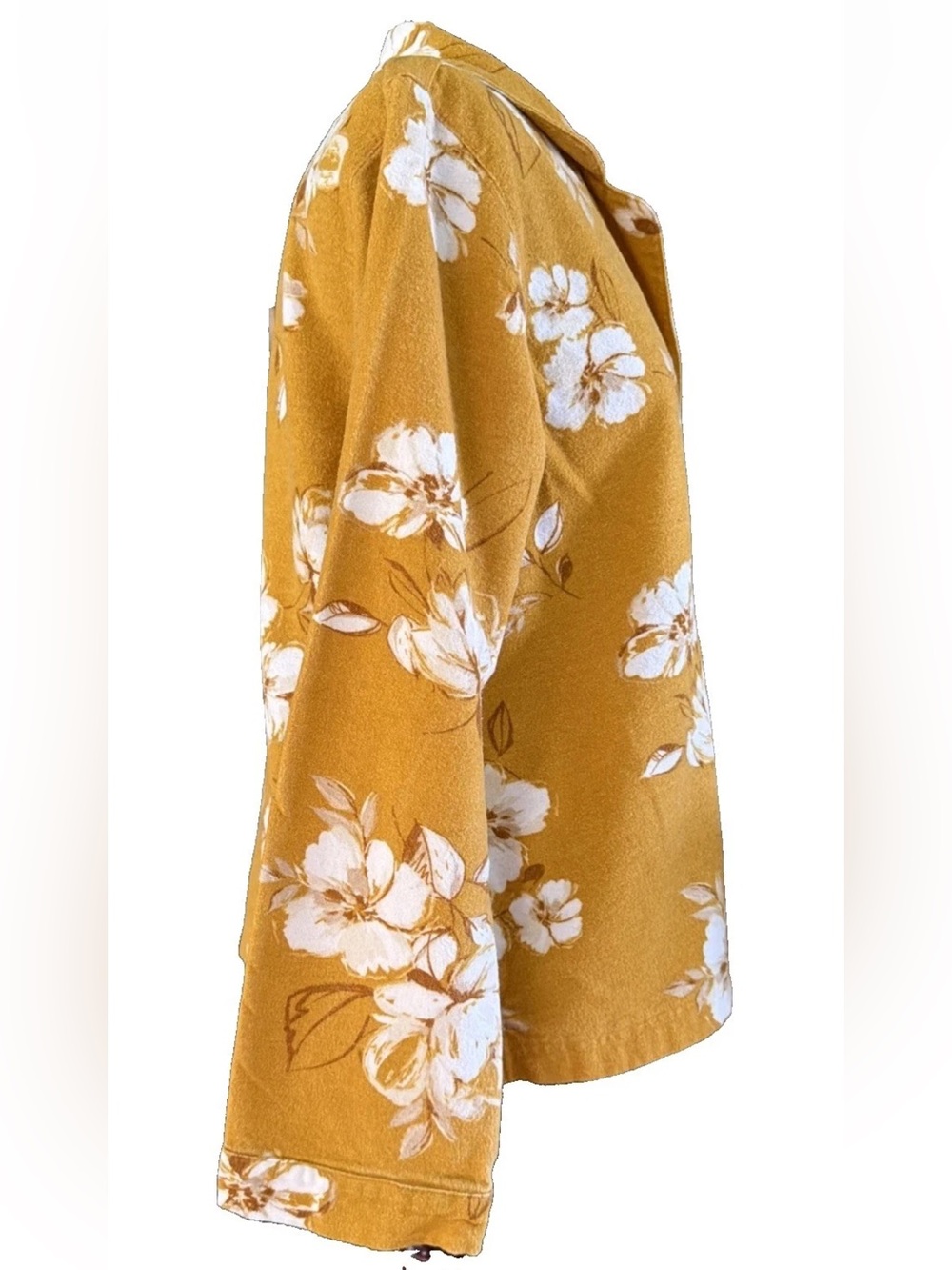 Garnet Hill Organic Cotton Heritage Flannel Pajamas Gold White Floral Sz Medium - Picture 13 of 15